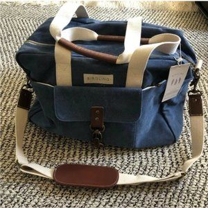 Birdling Canvas Duffle Bag. NWT beautifully made. Great travel bag. Blue, cream
